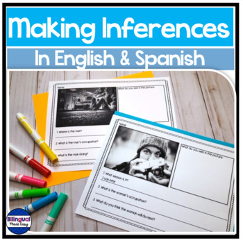 Preview of Bilingual Making Inferences Worksheets in English & Spanish 