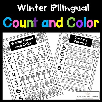 Preview of Bilingual Math Curriculum Count and Color Worksheets for Pre K Kindergarten