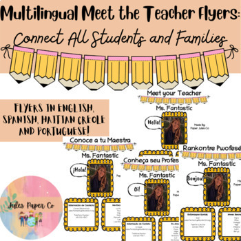 Preview of Bilingual Meet the Teacher Flyers (English, Spanish, Haitian Creole, Portuguese)