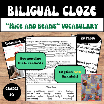 Preview of Differentiated Bilingual (English & Spanish) | Mice and Beans Cloze Activity!