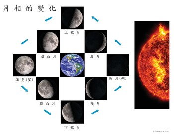 Preview of Bilingual Montessori Phases of the Moon Poster (Chinese & English)