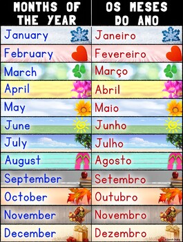 Preview of Bilingual Months of the Year/Os Meses Do Ano – Portuguese and English