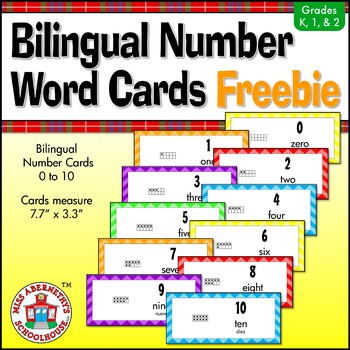 Preview of Bilingual Number Word Card Freebie
