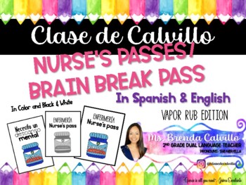Preview of Bilingual Nurse's Passes/ Brain Break Badges