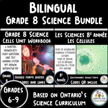 Preview of Bilingual Ontario Science Unit Workbook Bundle - Cells - French and English 2022