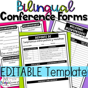 Preview of Bilingual Parent Teacher Conference Forms Pack | Print & Go | Editable | Spanish