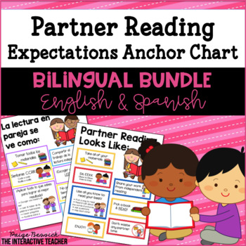 Preview of Bilingual Partner Reading Anchor Charts Bundle-English and Spanish Charts