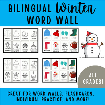 Preview of Bilingual English and Spanish Winter Word Wall