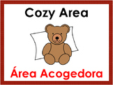 Bilingual Preschool Area Signs with Red Border