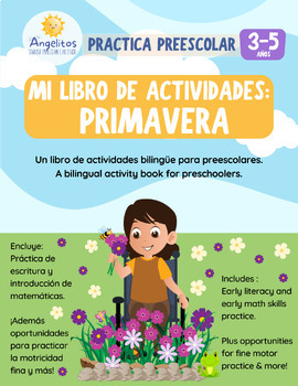 Preview of Spanish Workbook-Bilingual Preschool Spring Activity Pack (English & Spanish)