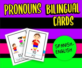 Preview of Bilingual Pronouns Cards Spanish-English