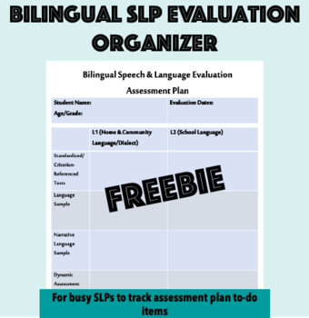 Preview of Bilingual SLP Evaluation Organizer