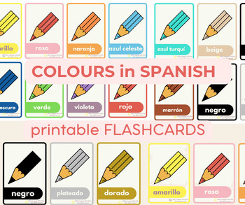 Preview of Bilingual SPANISH English COLOURS flashcards | Spanish basics for beginners