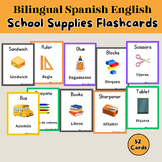Bilingual School Supplies Vocabulary Flashcards Spanish & English