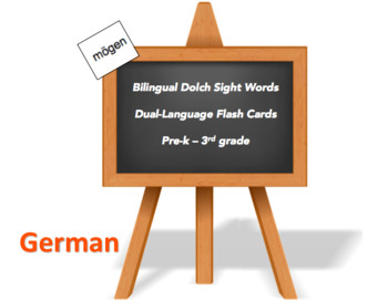 Preview of Bilingual Sight Words, German and English flash cards