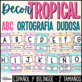 Bilingual Spanish Alphabet Posters - Tropical Decor
