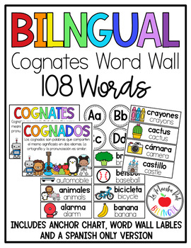 Preview of Bilingual Spanish Cognates Word Wall (Bilingual and Spanish Only Versions)