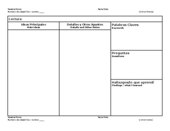 Preview of Bilingual Spanish Cornell Notes Template (editable)