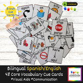 Bilingual Spanish + English Core Vocabulary Cue Cards, 48 