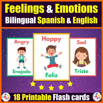 Bilingual Spanish / English Feelings & Emotions Vocabulary Flash cards ...