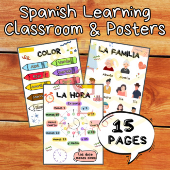 Preview of Bilingual Spanish Poster classroom social emotional FAMILIA COLOR COMIDA 5th 6th