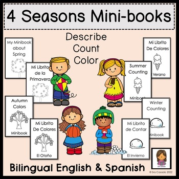 Preview of Bilingual Spanish Vocabulary Seasons Estaciones Mini-books Craft Activity