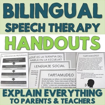 Preview of Bilingual Speech Therapy Parent Handouts in English and Spanish - Explain it all