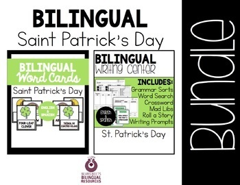 Preview of Bilingual St. Patrick's Vocabulary & Writing Bundle