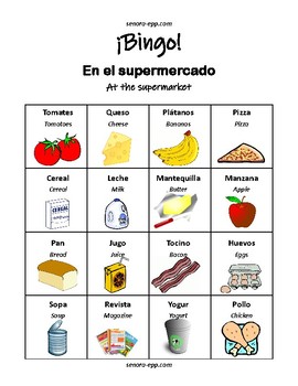 Bilingual Supermarket Bingo Grocery Shopping In Spanish And English