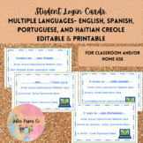 Bilingual Technology Login Cards (English, Spanish, Portug