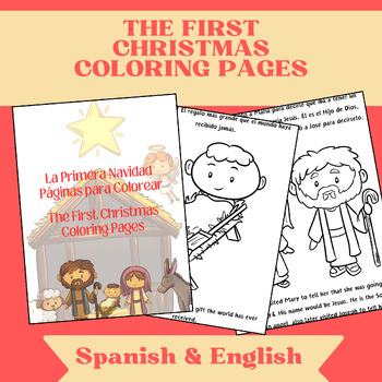 Preview of Bilingual The First Christmas Story Coloring Workbook Spanish/English