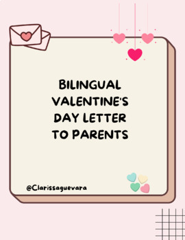 Preview of Bilingual Valentine's Day Letter to Parents. (Editable resource/link on Canva)