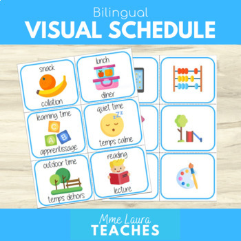 Preview of Bilingual Visual Schedule Cards - Learning at Home