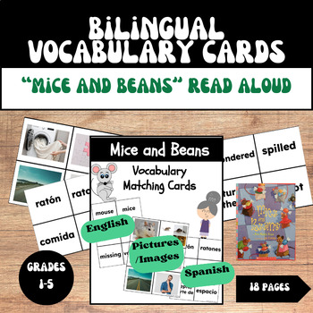 Preview of Bilingual Vocabulary Cards for "Mice and Beans" (English, Spanish, AND Pictures)