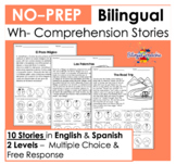 Bilingual Wh- Comprehension Stories | English & Spanish | No Prep