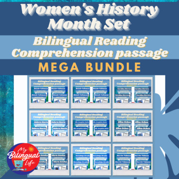 Preview of Bilingual Women's History Month Set Biography Reading Comprehension MEGA Bundle