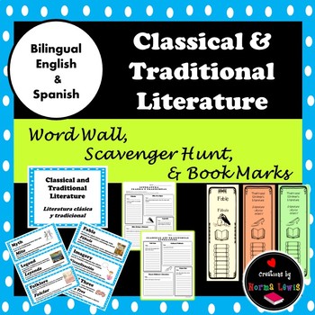 Preview of Bilingual Word Wall for Traditional Literature in English and Spanish