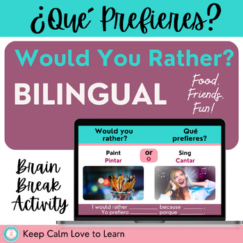 Preview of Bilingual Would You Rather? English and Spanish - Food, Friends, Fun!