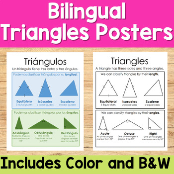 Preview of Bilingual triangles triángulos poster or reference sheet in English & Spanish