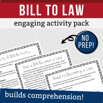 Preview of Bill to Law: Interactive Notebook Reading Comprehension & Activity Pack