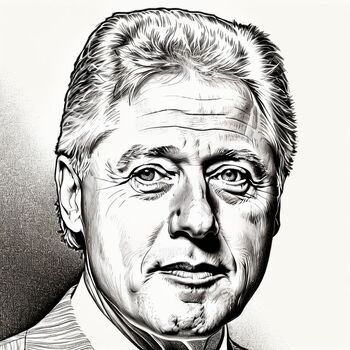 Preview of Bill Clinton 4-PDFs for print and color sizes 14x14, 21x21, 28x28, 35x35.