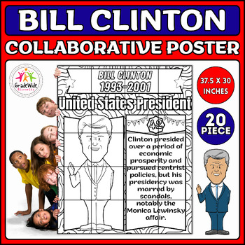 Preview of Bill Clinton Collaborative Coloring Poster Bulletin Board | Presidents Day Craft