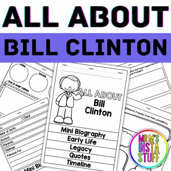 Preview of Bill Clinton Flipbook Research Biography Unit President's Day