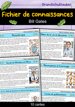Preview of Bill Gates - Fichier de connaissances - Personnages célèbres (français)