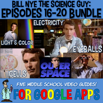 Preview of Bill Nye 5 LESSONS, EPISODES #16-20 cells, space, waves MORE SELF-GRADING Google