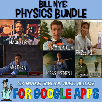 Preview of Bill Nye 6 LESSON BUNDLE physics, pressure, motion & more SELF-GRADING Google