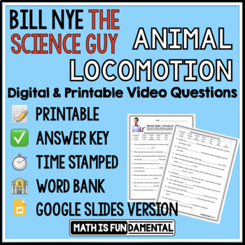 Preview of Bill Nye | Animal Locomotion | Printable & Digital Video Questions