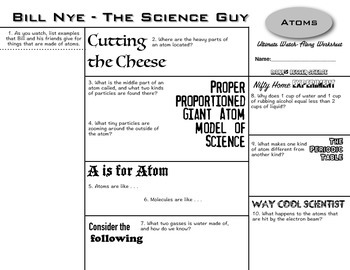 Preview of Bill Nye - Atoms - Ultimate Watch-Along Worksheet