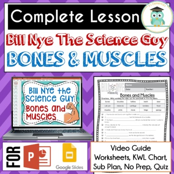 Preview of Bill Nye BONES AND MUSCLES Video Guide, Quiz, Sub Plan, Worksheets, Full Lesson