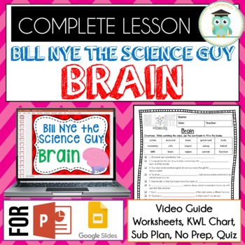 Preview of Bill Nye BRAIN Video Guide, Quiz, Sub Plan, Worksheets, No Prep Lesson
